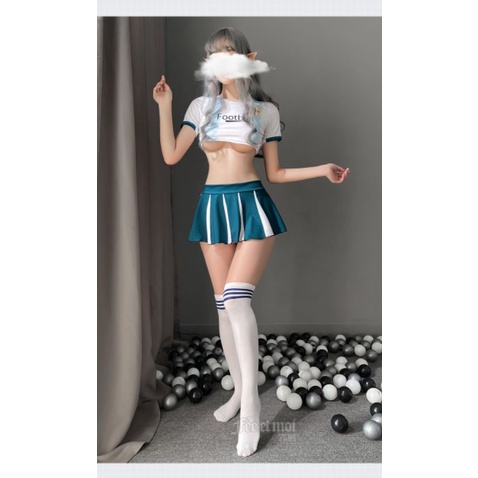 Cosplay cổ động viên bóng đá, bóng rổ sexy - bộ đồ ngủ hóa trang cheerleader chất thun mát mẻ | BigBuy360 - bigbuy360.vn