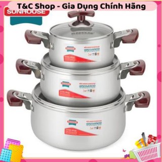 Bộ nồi anod sunhouse sh6633 dùng bếp gas bếp hồng ngoại