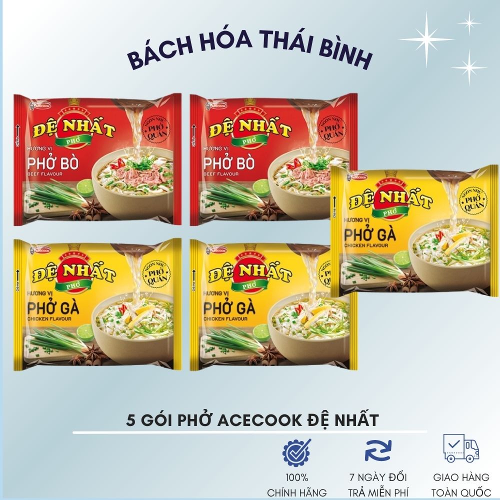 5 gói phở bò/ gà Đệ Nhất x 65g