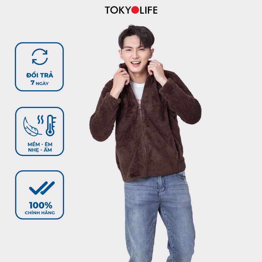 Áo Khoác Lông Cừu Nhân Tạo Cao Cấp, Siêu Ấm Nam cổ cao dài tay TOKYOLIFE H2/I7FLJ501H