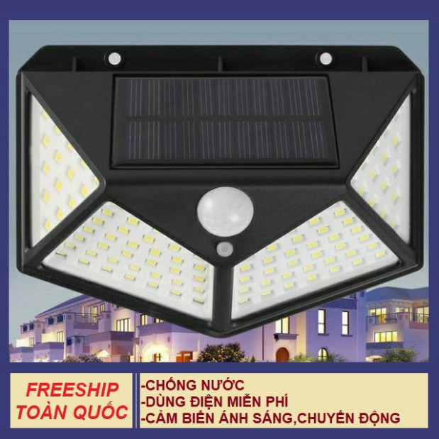 [100 mắt] Đèn LED NIKITO tự động năng lượng mặt trời, đèn LED siêu sáng cảm biến chuyển động, đèn LED vườn