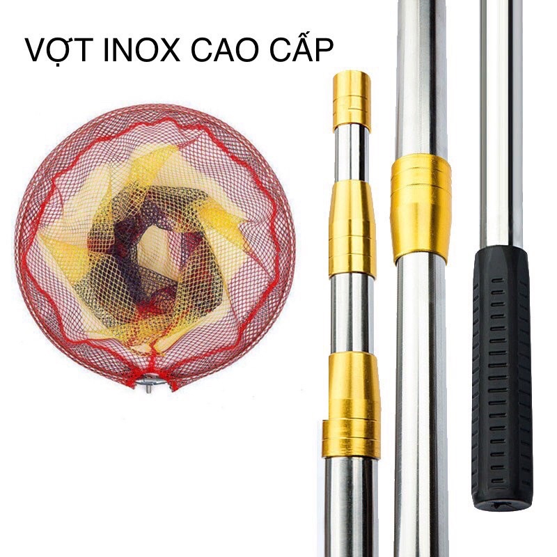 Vợt Cá inox 2m1 Mặt vợt 40cm sâu 50cm