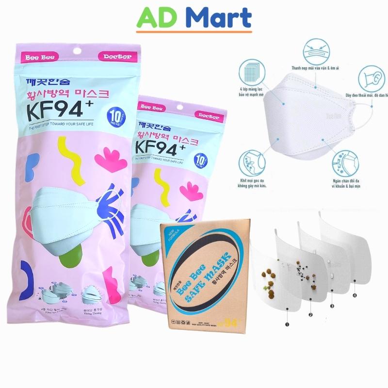 Sỉ 1 Thùng 300c Khẩu Trang KF94 4D Bee Bee DocTor 4 Lớp Cao Cấp Tiêu chuẩn Xuất Hàn Quốc