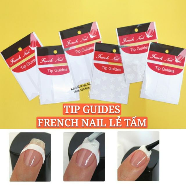 Miếng dán hỗ trợ sơn móng nhanh - Sticker tip guides dán french đầu móng 24 mẫu (lẻ 1 tấm)