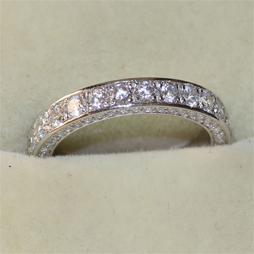 Nhẫn đính đá zircon kim cương giả và khắc họa tiết thủ công mới cho nữ