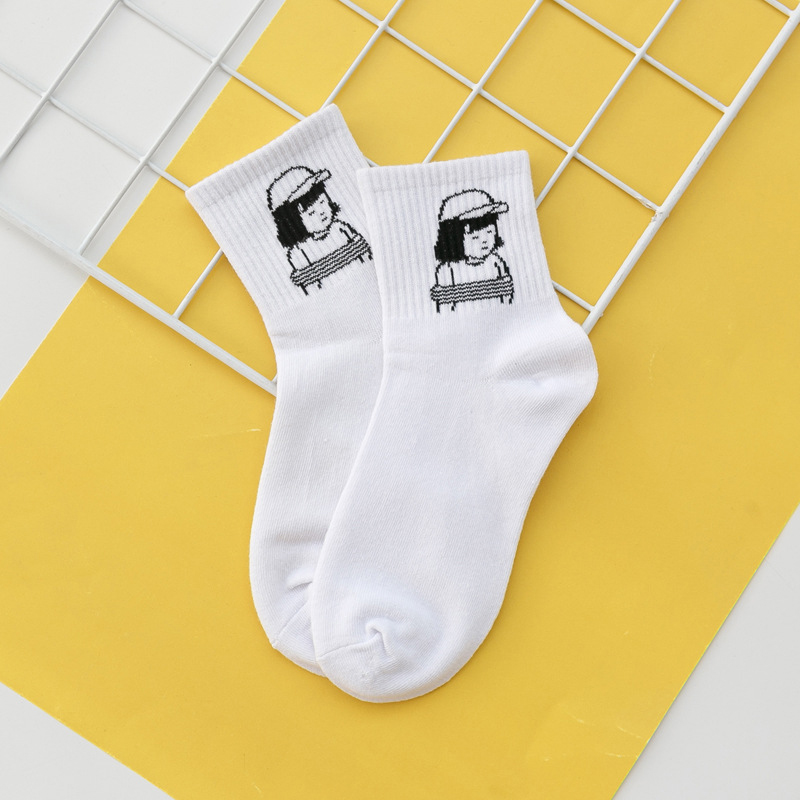 Vớ cotton in họa tiết hoạt hình dễ thương đáng yêu cho nữ