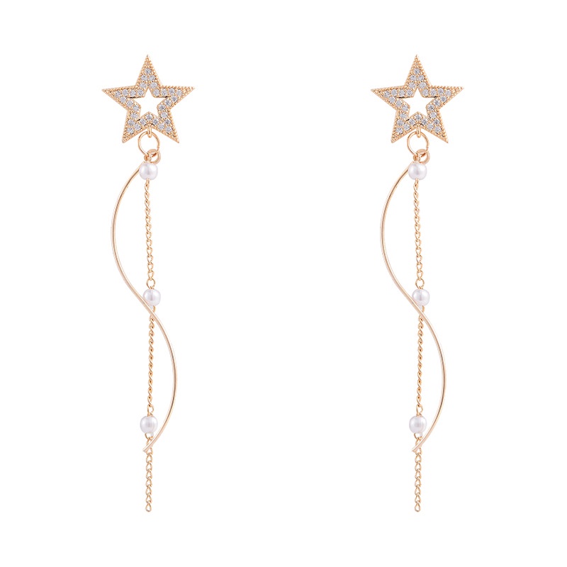 Bông tai dáng dài đính ngọc trai nhân tạo thời trang mới 2021