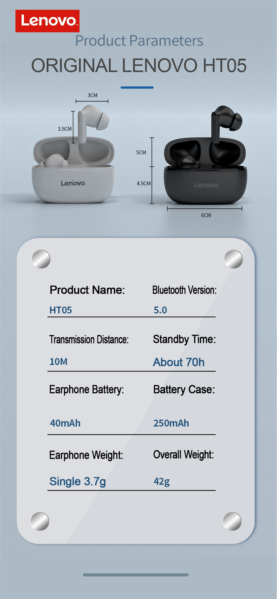 Tai Nghe Bluetooth Không Dây Có Mic Chống Ồn Bt5.0 Cho Lenovo Ht05 Tws | BigBuy360 - bigbuy360.vn