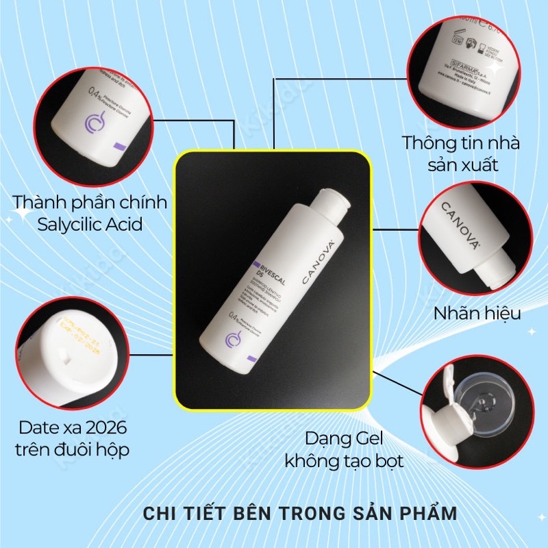 Dầu gội Nấm da đầu giảm Gàu Nấm Mụn Đỏ bong tróc CANOVA làm sạch dịu nhẹ da đầu nhạy cảm kích ứng