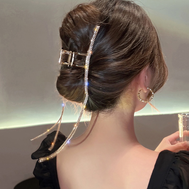 Kẹp Tóc Tua Rua Dài Đính Đá Lấp Lánh Sang Trọng Cho Nữ