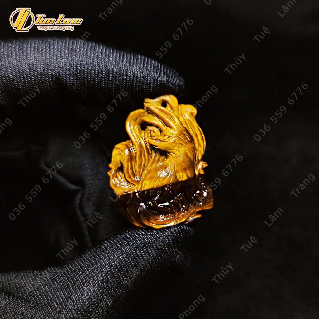 Dây chuyền hồ ly chúa thủng tiger eyes nâu vàng hợp mệnh kim thổ trợ duyên may mắn - Tuệ Lâm