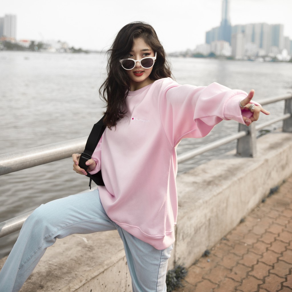 Áo Sweater Champion Màu Hồng