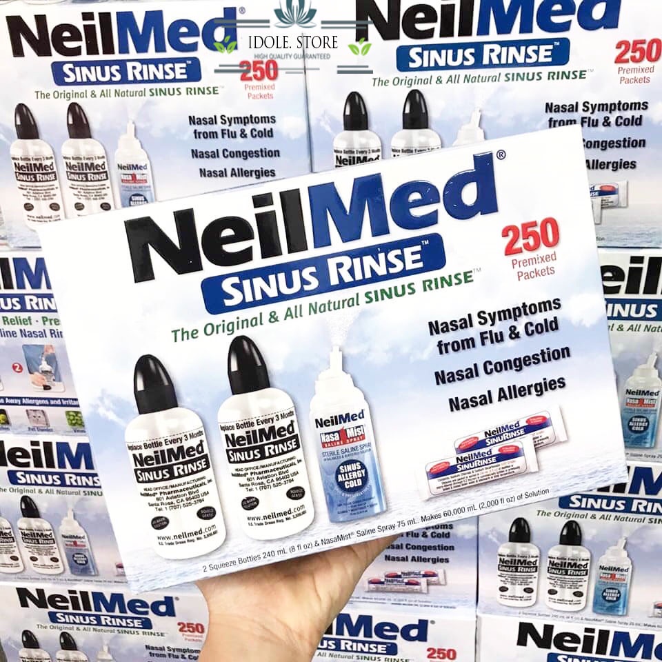 Nước Rửa Mũi NeilMed Sinus Rinse - 1 xịt, 2 Bình & 250 gói muối
