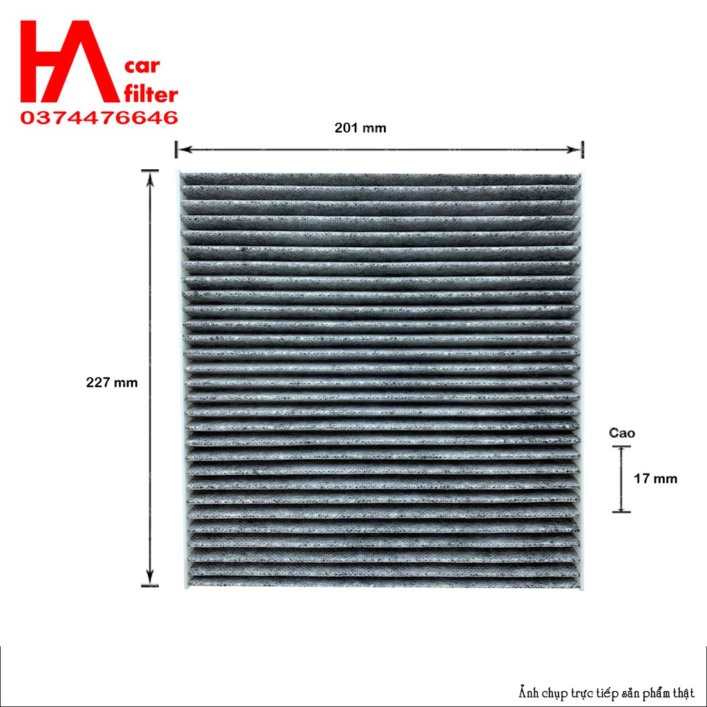 Lọc gió điều hòa [than hoạt tính] Accent 11-17, Tucson 04-14, Soluto, Carens 06-12, Cerato(Forte) 08-13, Sportage. (HYD)