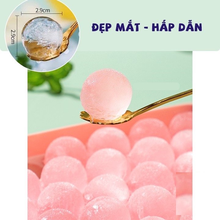 Khay Đá, Khuôn Đá, Khuôn Làm Thạch Vỉ 33 Viên Dang Tròn Có Nắp Đậy An Toàn Tiện Lợi