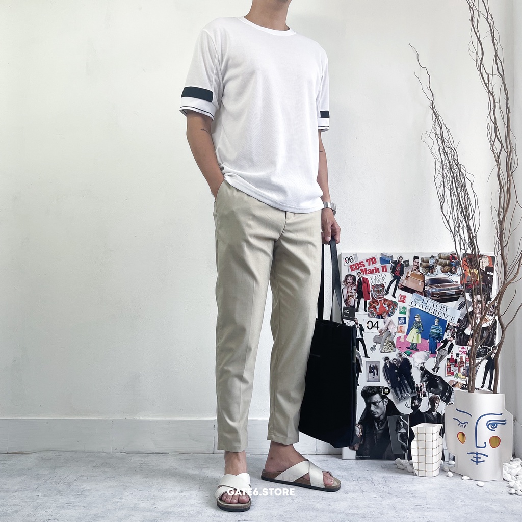 Quần âu Nam GATE6 form regular, quần ống đứng công sở dáng cropped thun lưng co giãn - Dressy - #G0012