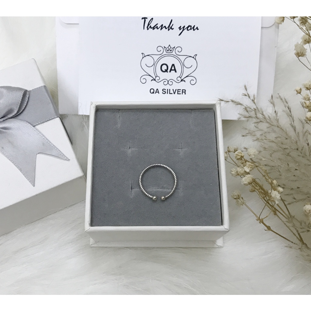 Nhẫn bạc thái xoắn nam nữ trơn bi tối giản S925 MINIMAL Silver Ring QA Silver RI180304