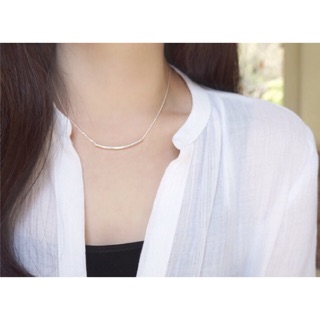Bộ trang sức bạc dây chuyền và lắc tay ánh kim phong cách Hàn Quốc elegant thanh mảnh