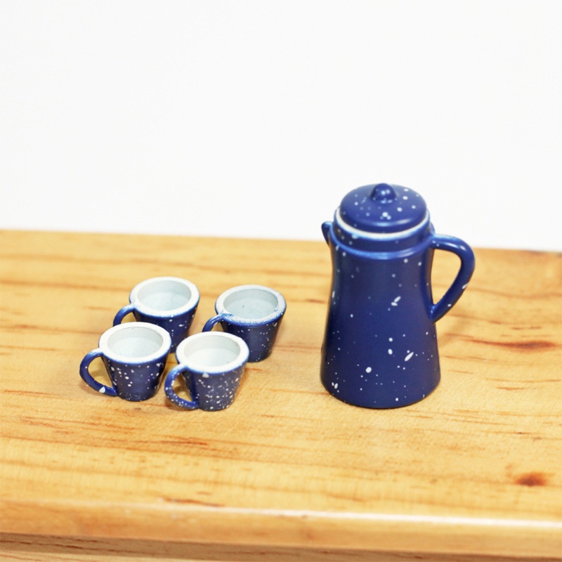 Bộ Ấm Đun Nước Mini 4 Cốc Tỉ Lệ 1 / 12 Độc Đáo Trang Trí Nhà Búp Bê DIY