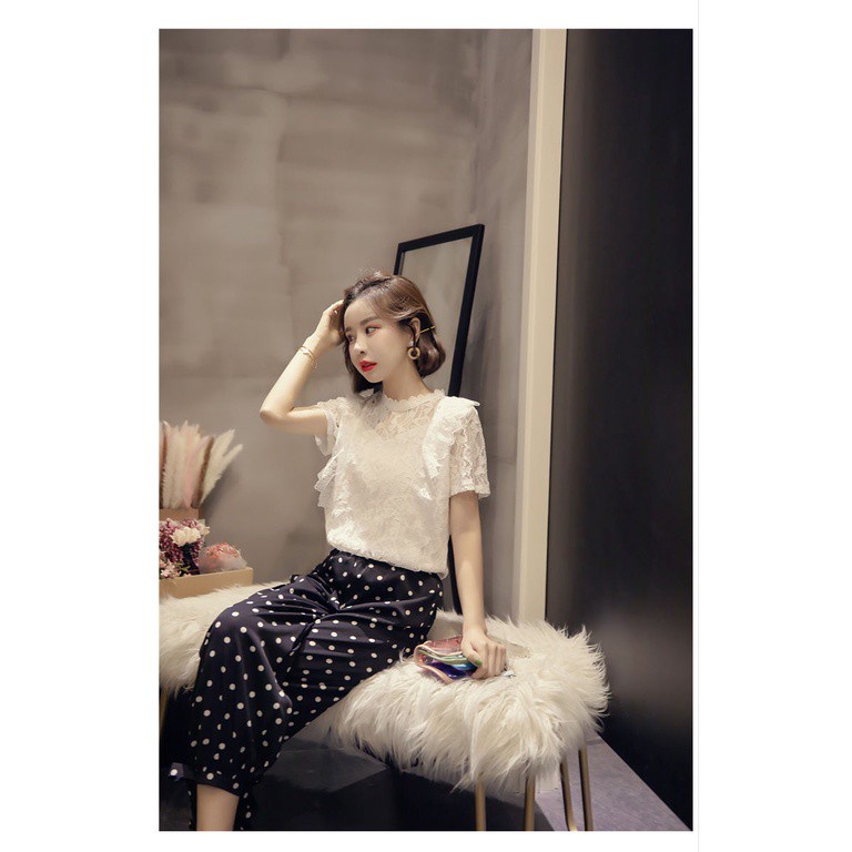 Áo kiểu nữ BH phối ren tay ngắn thời trang mùa hè