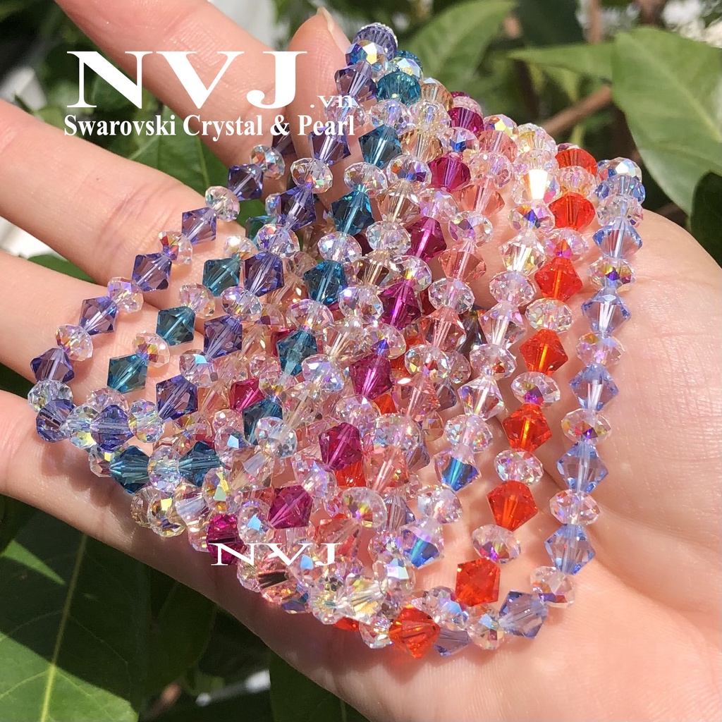 Vòng tay SWAROVSKI pha lê Áo cao cấp 6ly hạt nón nhiều màu 5328 & bánh cam 5040 001AB - trang sức NVJ