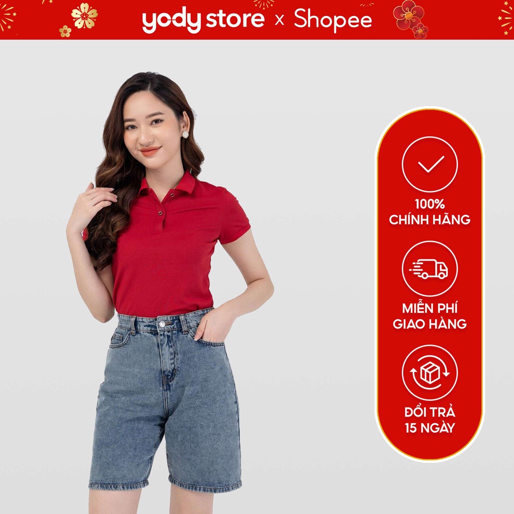 Áo Polo Nữ Cà Phê Bo Trơn Thương Hiệu YODY - APN4388