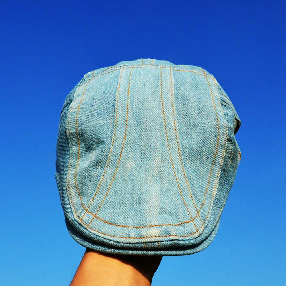 Lilyes Mũ Beret Denim Màu Trơn Có Thể Điều Chỉnh Cho Lái Xe