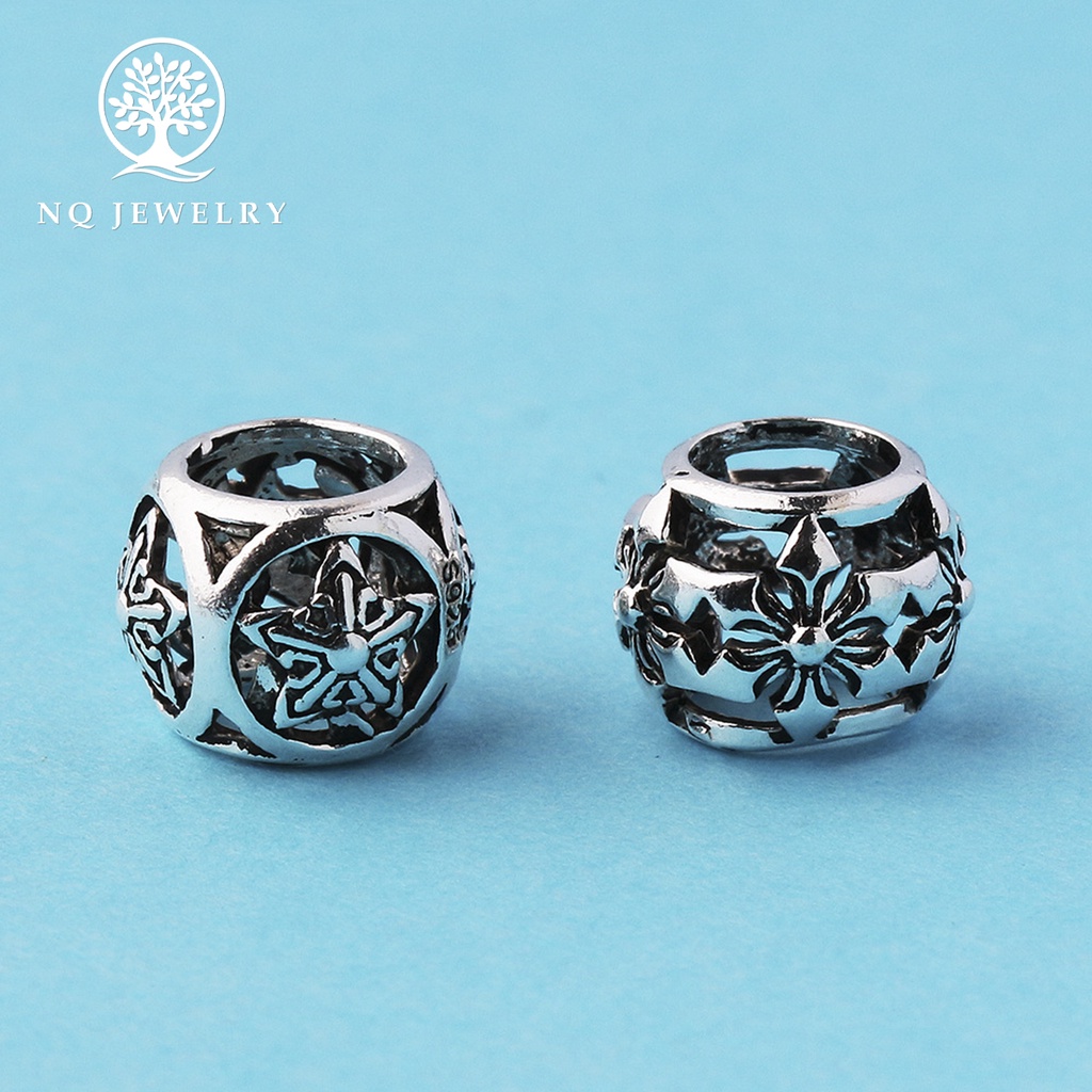 Charm bạc xỏ ngang rỗng họa tiết - NQ Jewelry
