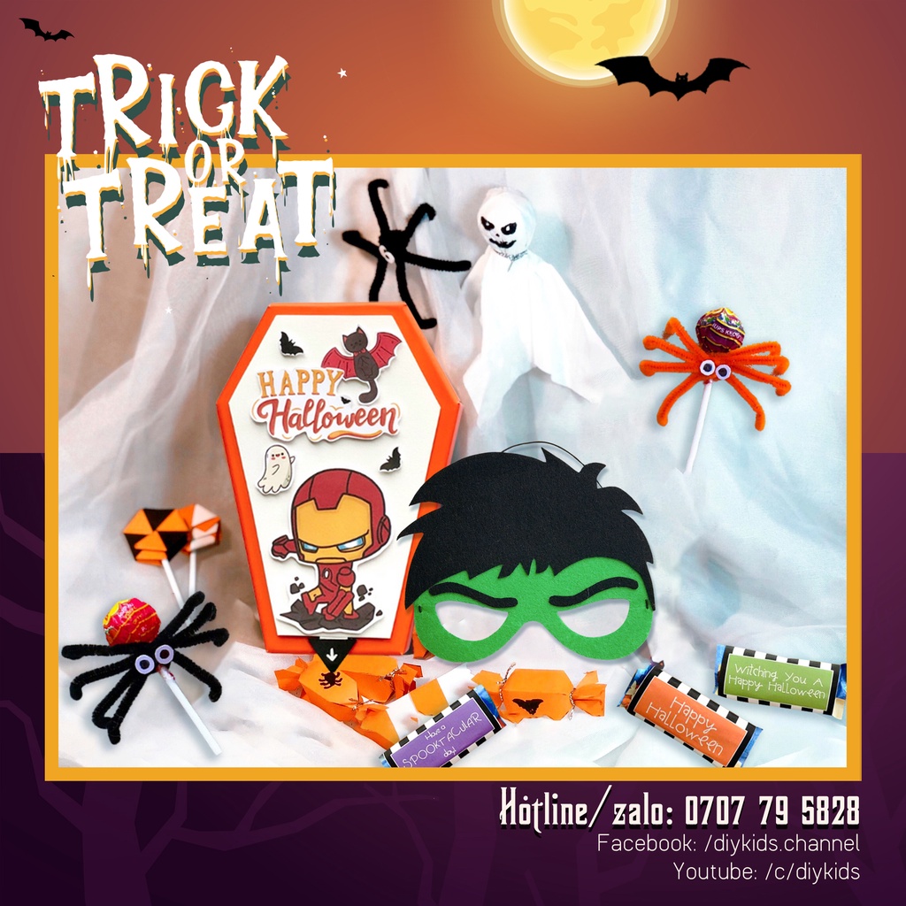 Combo Mặt nạ hóa trang và Hộp kẹo Halloween