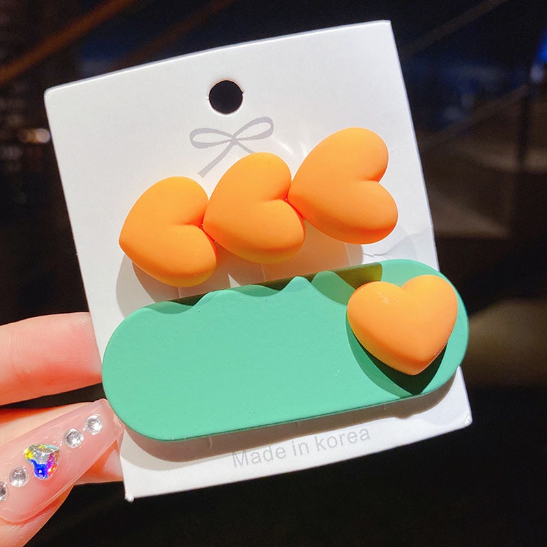 Set 2 Kẹp Tóc Hình Trái Tim Xinh Xắn Cho Bé Gái