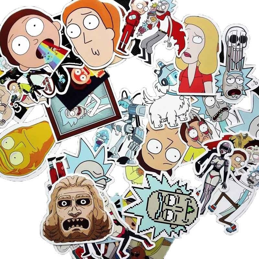CarAcc 35Pcs/Set Rick and Morty Stickers Decals Drama DIY Decor for Snowboard Luggage