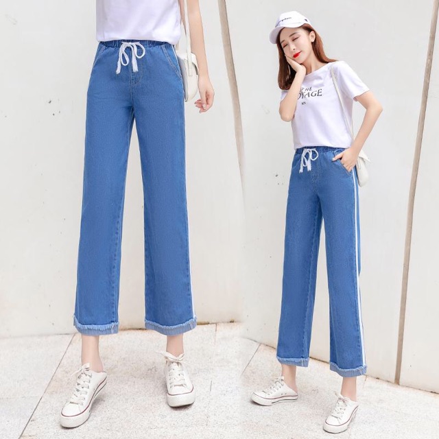Quần Jean nữ thời trang thiết kế lưng cao, phối sọc duyên dáng NV0239