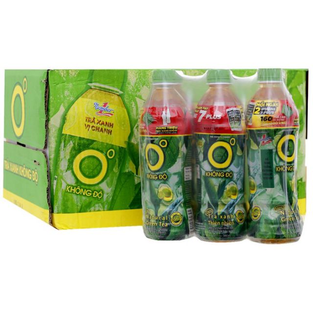 Thùng 24 chai trà xanh không độ chai 455ml