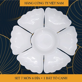 Bộ bát đĩa hoa mặt trời màu trắng - Hàng Việt Nam- Bộ bát đĩa thắp hương thờ cúng
