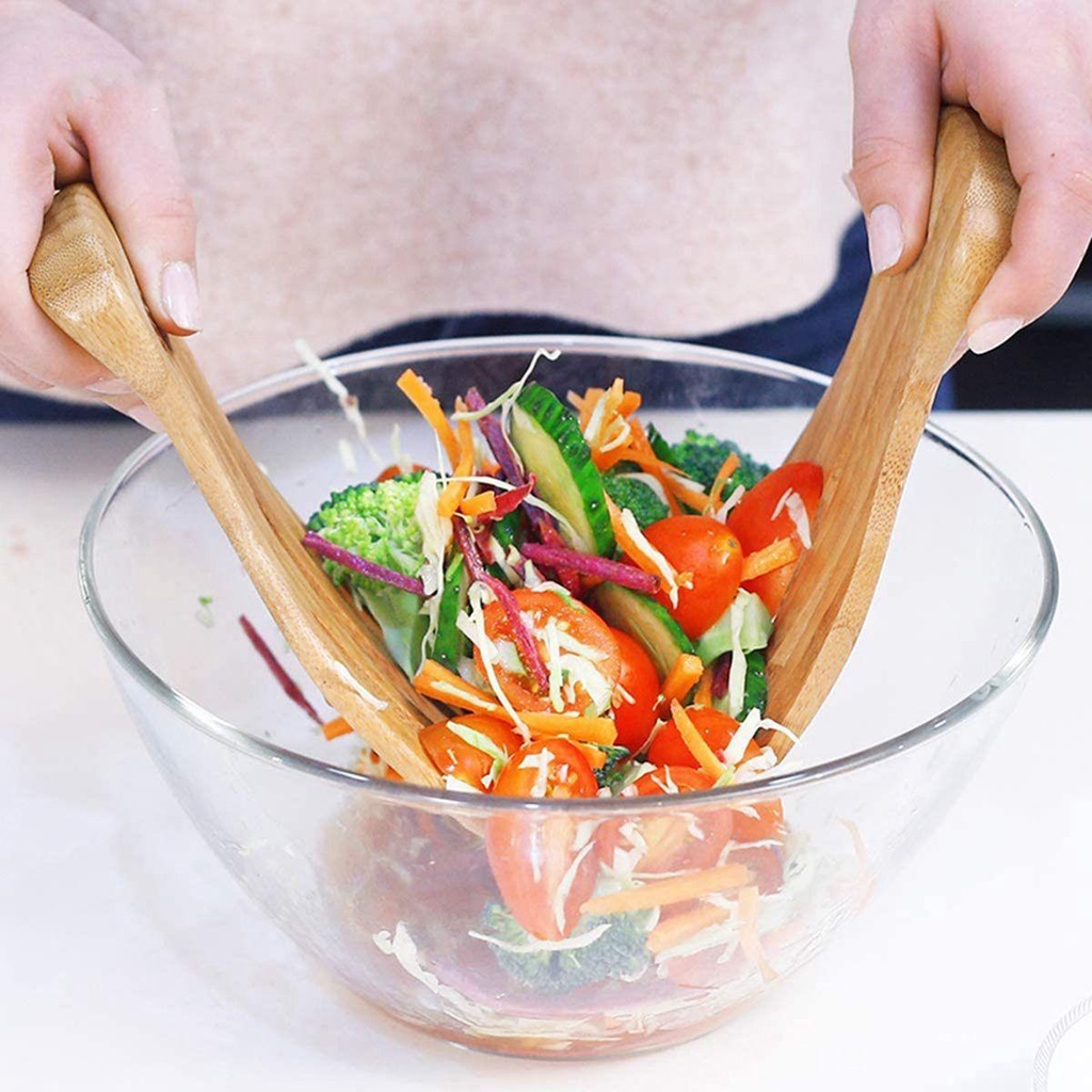 [COD] Dụng Cụ Trộn Salad Bằng Tre Tự Nhiên Chống Trượt Dễ Vệ Sinh