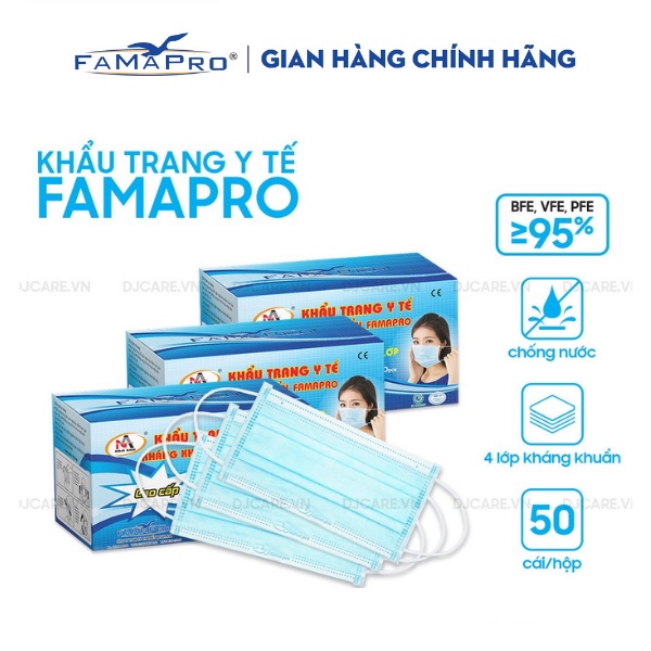 [FAMAPRO CÔ GÁI- COMBO 3- HỘP 50 CÁI] Khẩu trang y tế 4 lớp kháng khuẩn Famapro