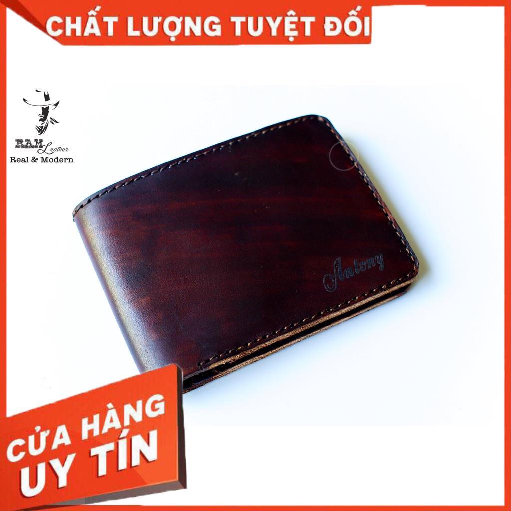 Ví Dáng Ngang Da Bò Veg Ý Nhuộm Thủ Công Màu Nâu Đậm - Ram Leather
