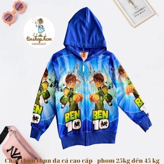 Áo khoác bé trai siêu đẹp 25 đến 45kg - Áo khoác có mũ, áo gió in 3D, chất thun da cá
