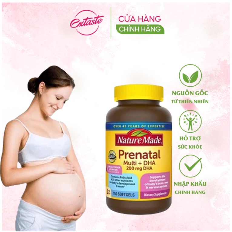 Vitamin tổng hợp cho bà bầu Nature Made Prenatal Multi + DHA - Vitamin của Mỹ, 150 viên Healthy Care Extaste