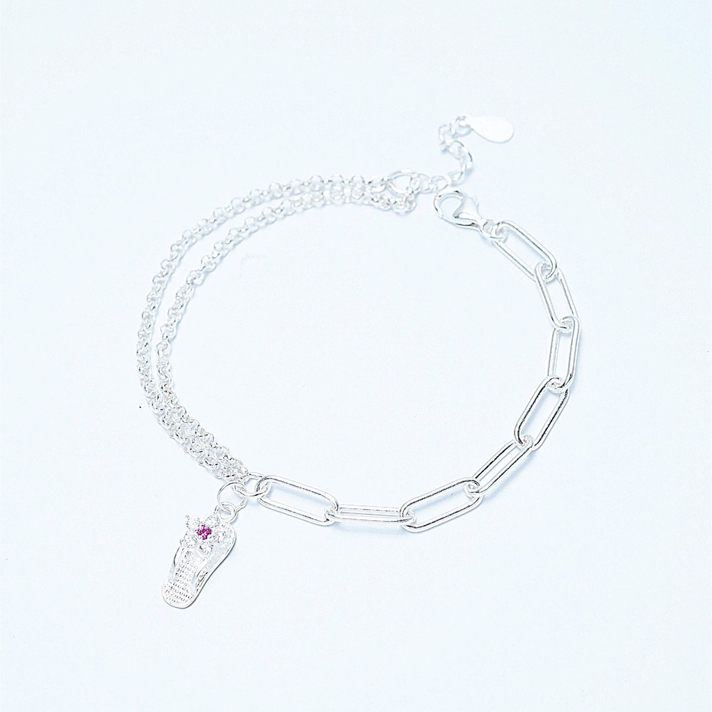Lắc tay bạc QMJ Uyên ương mix charm dép xinh xắn Q216