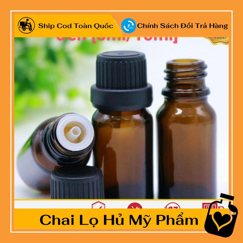 Lọ Chiết Serum ❤ TOP GIÁ RẺ ❤ [5ml,10ml] Lọ đựng tinh dầu thủy tinh nắp vặn đen nhỏ giọt chiết serum, phụ kiện du lịch