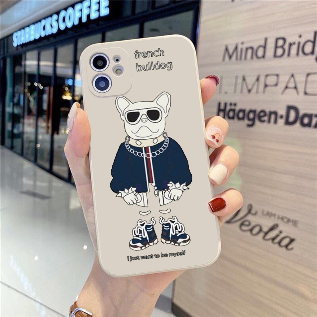 Ốp lưng iphone cạnh vuông giả 14 bulldog 6 5s/6/6plus/6s/6splus/7/7plus/8/8plus/x/xr/xs/11/12/pro/promax/13/14Promax