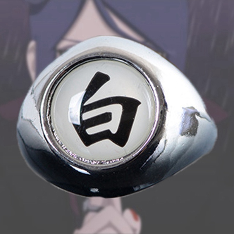 Nhẫn Kim Loại Khắc Chữ Phong Cách Naruto Akatsuki Màu Trong Suốt