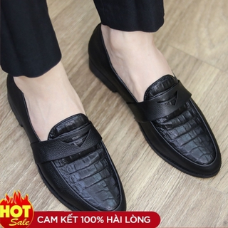 [Freeship] Giày lười nam công sở Dập vân cá sấu- chất liệu da PU CAO CẤP- ĐẾ CAO SU NON- Mã X091PU