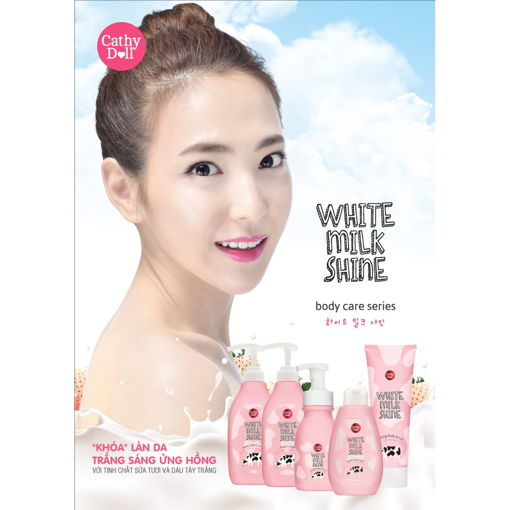 Kem Tắm Sáng Da Sữa Bò Cathy Doll White Milk Shine Body Bath Cream 450ml