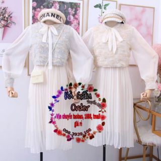 Sét Váy  Xếp Ly Kèm áo ( hà gấu - Hàng order ) hagauorder