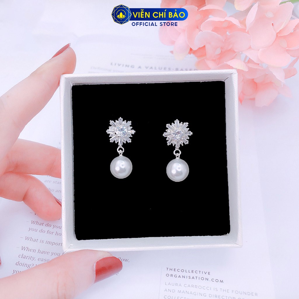 Bông tai bạc nữ star flower chất liệu bạc 925 thời trang phụ kiện trang sức nữ thương hiệu Viễn Chí Bảo B400178