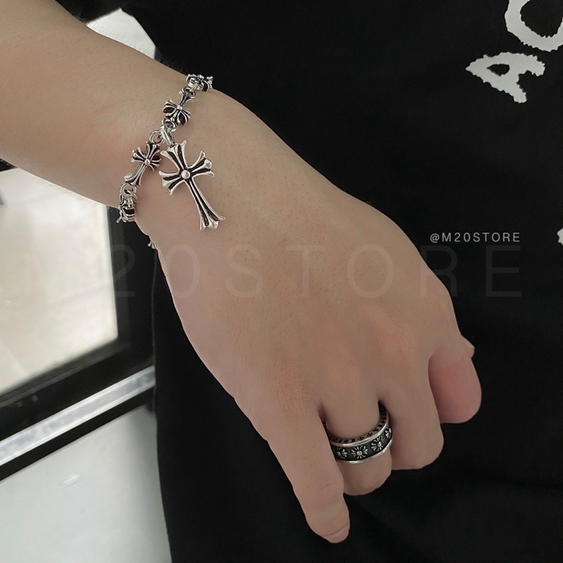 Nhẫn Chrome Heart Họa Tiết, Nhẫn Nam Nữ Thép Titan Chống Gỉ