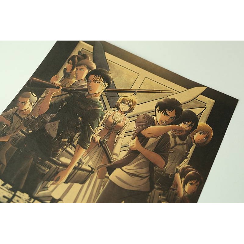 Tấm poster hình Attack On Titan 3" 50x35cm dùng trang trí nội thất