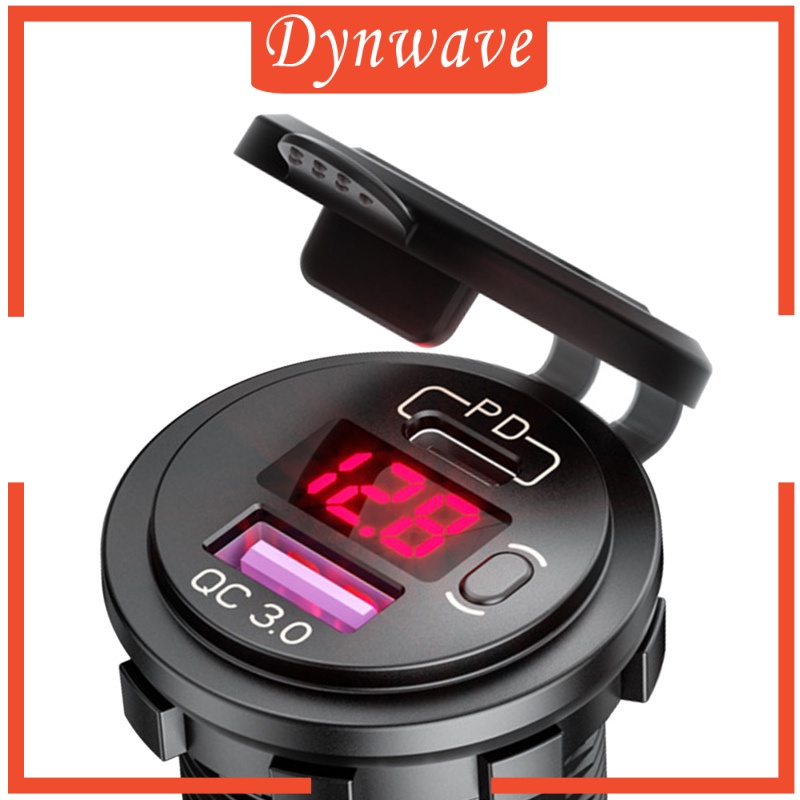 [DYNWAVE] Dual USB Car Charger Quick Charge PD&amp;QC 3.0 Voltage Measure